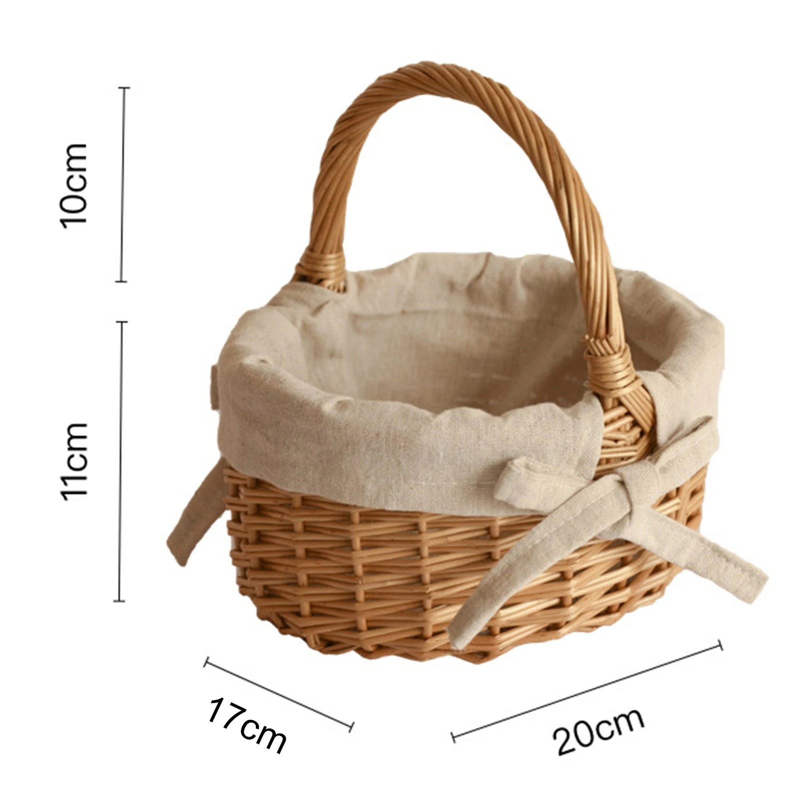 Woven Baskets Handle Design Woven Wicker Basket Handmade Rattan Storage Basket With Bow Retro Decorative Woven Flowerpot