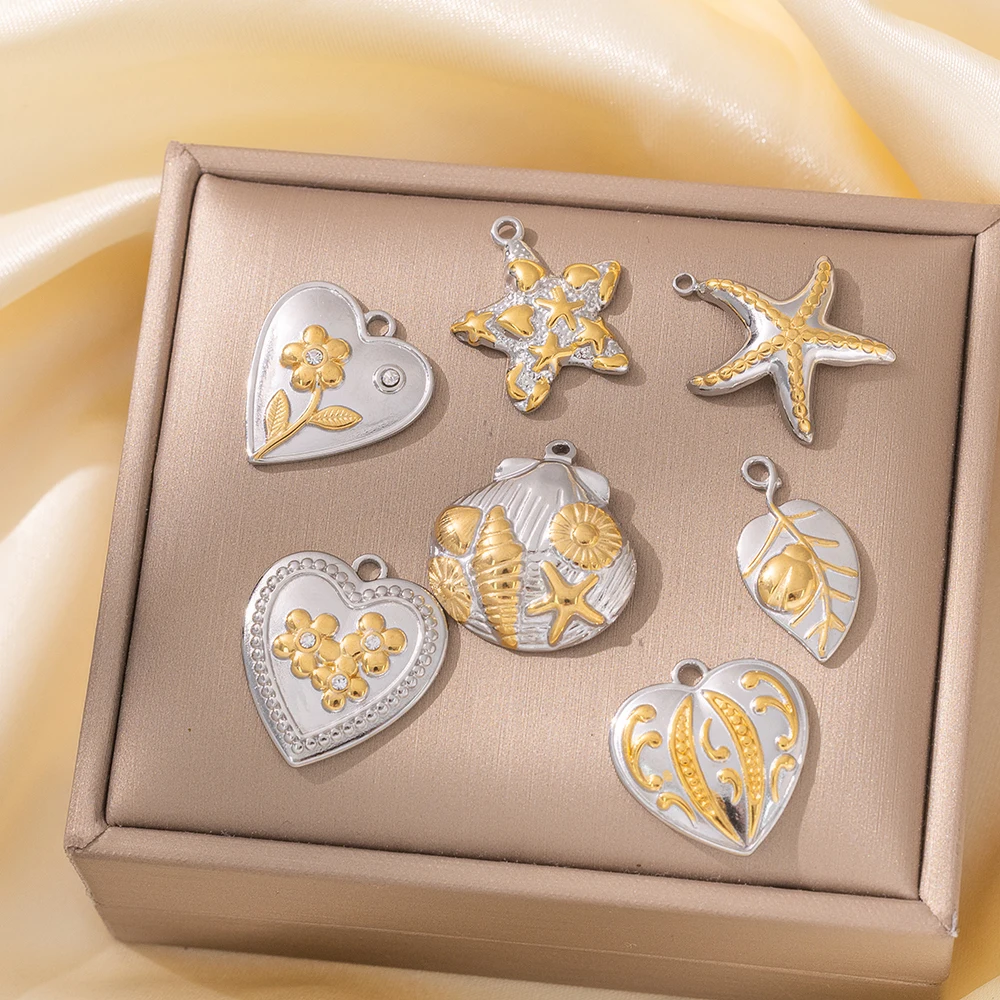 2Pcs 18K Gold Plated Stainless Steel Charms Colorful Shell Moon Irregular Circular Pendant For DIY Necklace Jewelry Making image 6
