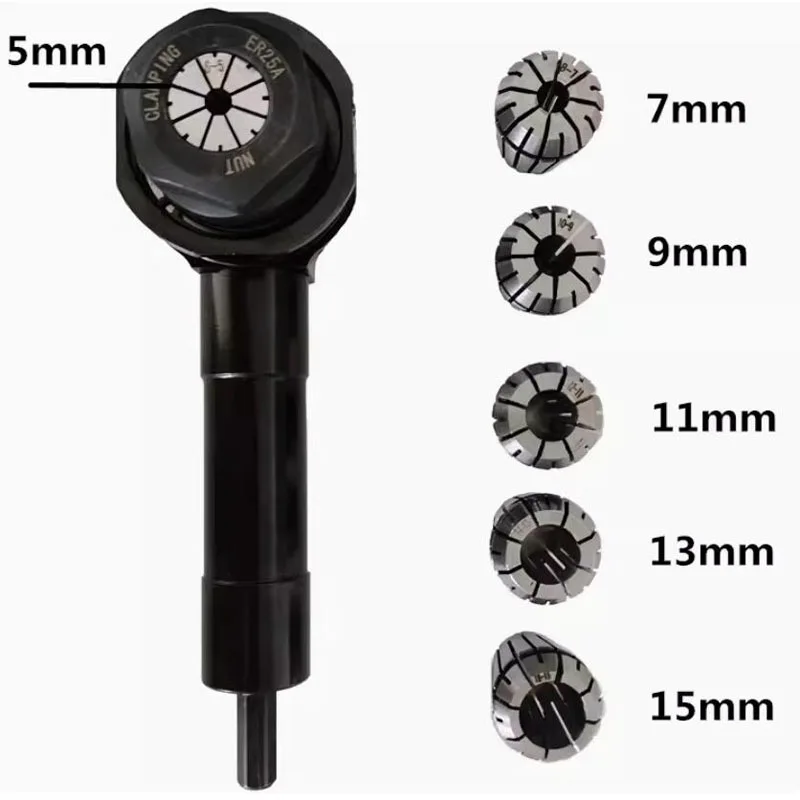 

Drill Converter Professional 90 Degree High Torque Right Angle Bend Extension Drill Attachment Adapter with ER25 Chuck Kit