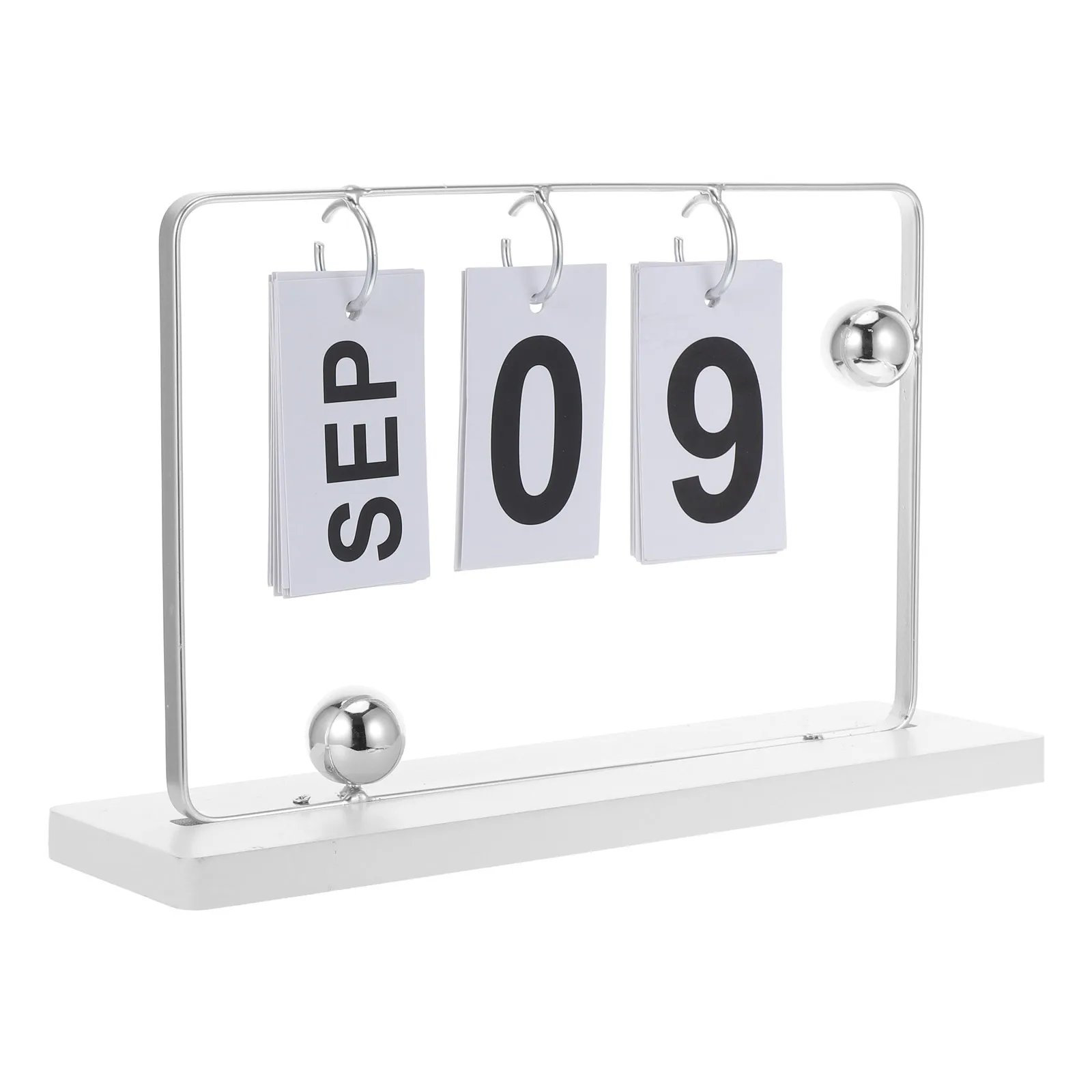 

1 set 1 Set Desk Perpetual Elegant Minimalist Flip Desktop Base Home Office Decor Silver 12X8Cm Calendar With Wood Base