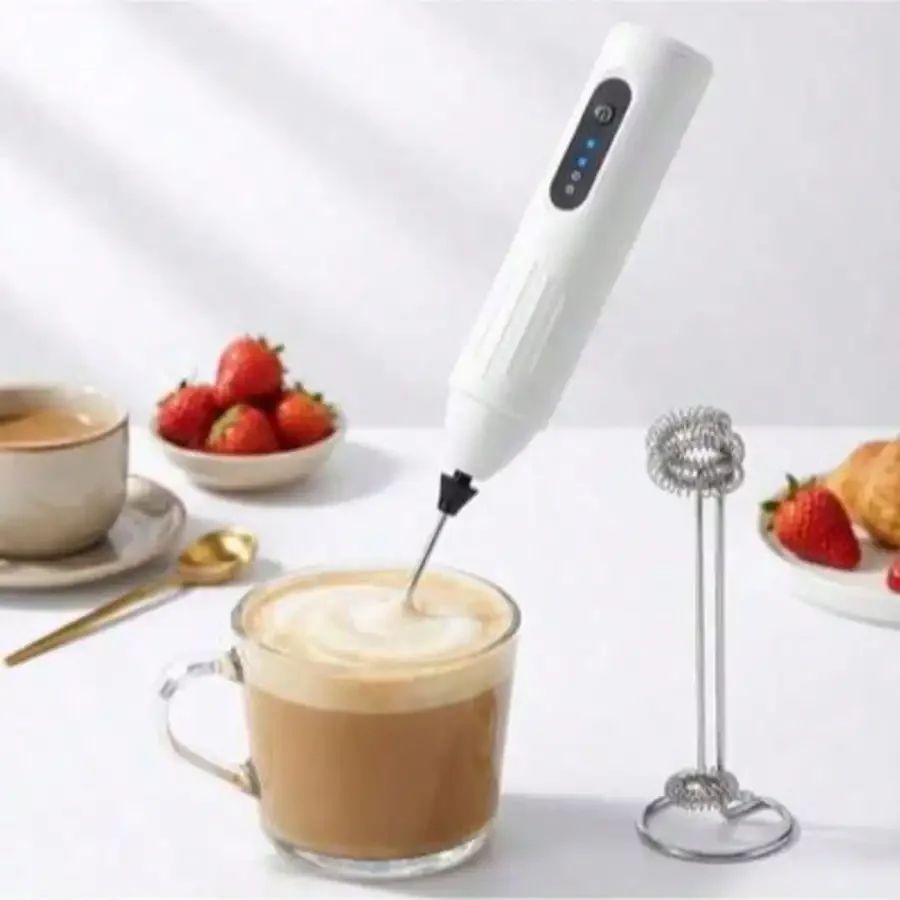 Mini Electric Milk Frother, Handheld Coffee Whisk Drink Mixer for Latte, Cappuccino & Hot Chocolate, Portable Foamer with Storage Stand, Kitchen Gadget for Home Office, Holiday Gift for Back To School, Labor Day, Halloween, Thanksgiving & Christmas