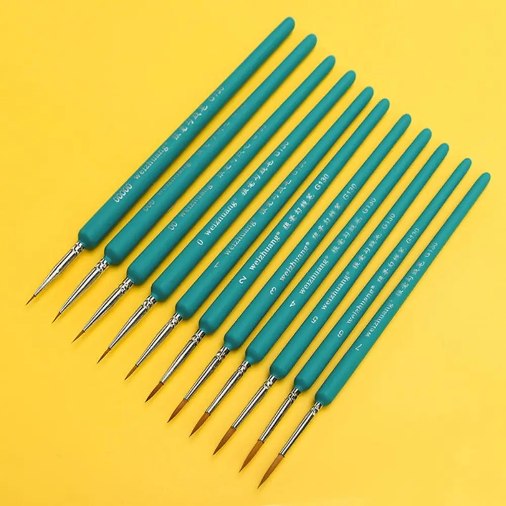 11pcs Ergonomic Handle Fine Tip Paint Brushes Set No Shedding Complete Model Miniature Paint Brushes Wood Multifunctional