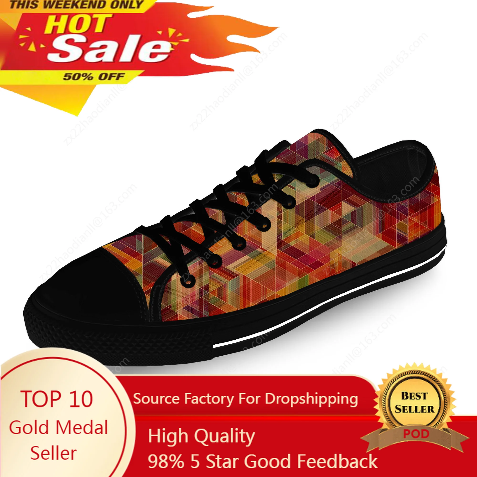 

Multicolor Geometry Color Casual Cloth Fashion 3D Print Low Top Canvas Shoes Men Women Lightweight Breathable Sneakers