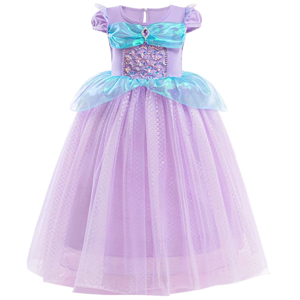 Mermaid Costume For Kids Cosplay Bow Princess Girls Dress Kid Sequin Tulle Birthday Party Prom Dresses Wedding Children Clothing