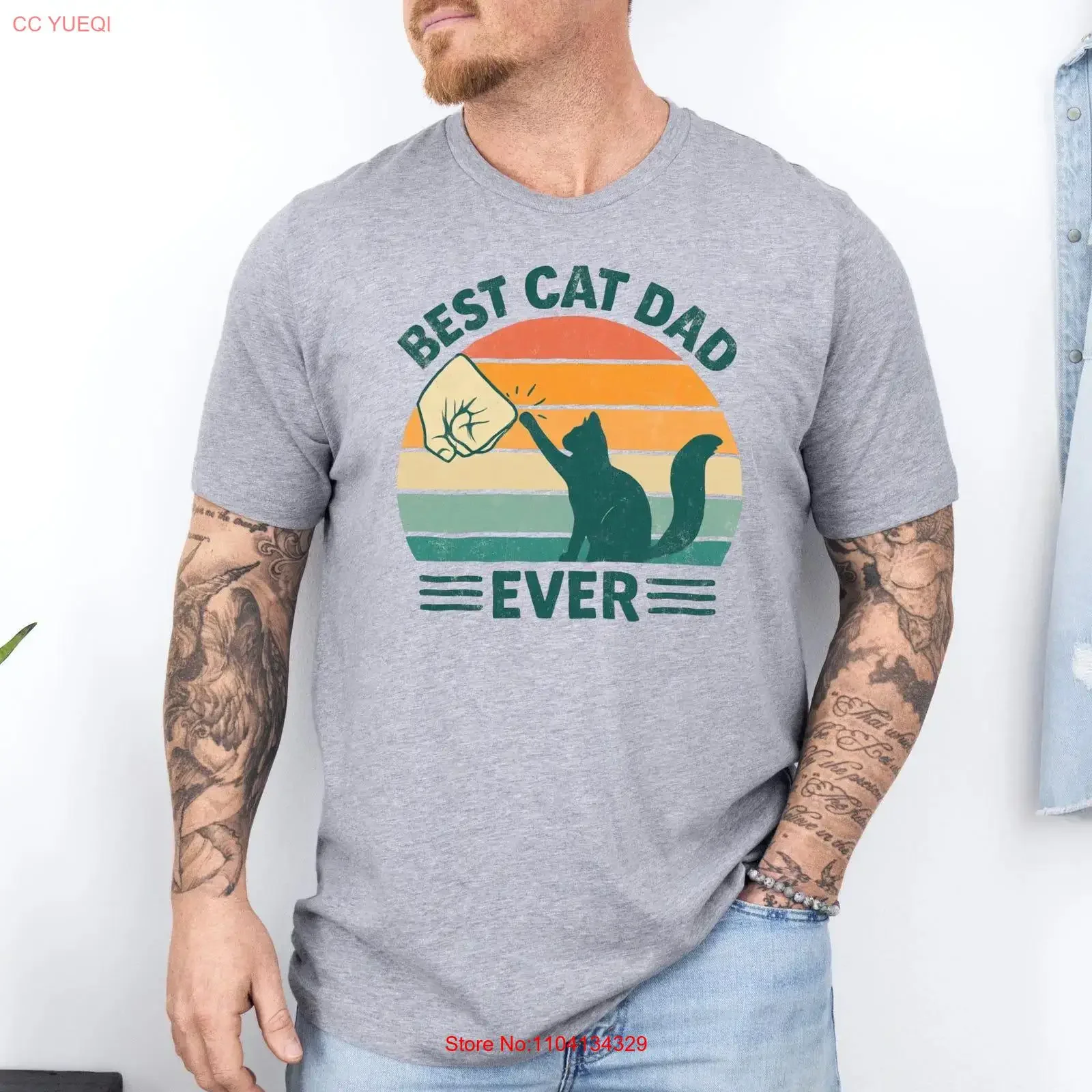 Best Cat Dad Ever T Shirt Vintage Fist Bump Lover Funny Owner Father s Day vintage Washed Slightly Top For Everyday Wear