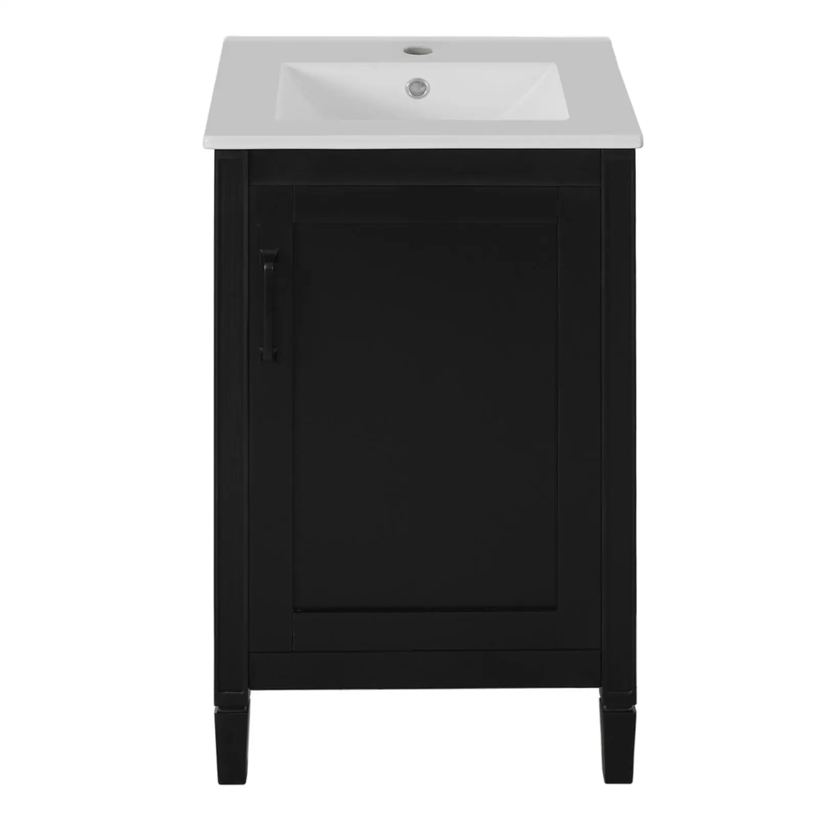 

Modern Black Bathroom Vanity Ceramic Basin Cabinet with Adjustable Shelf and Storage Rack for Small Bathrooms