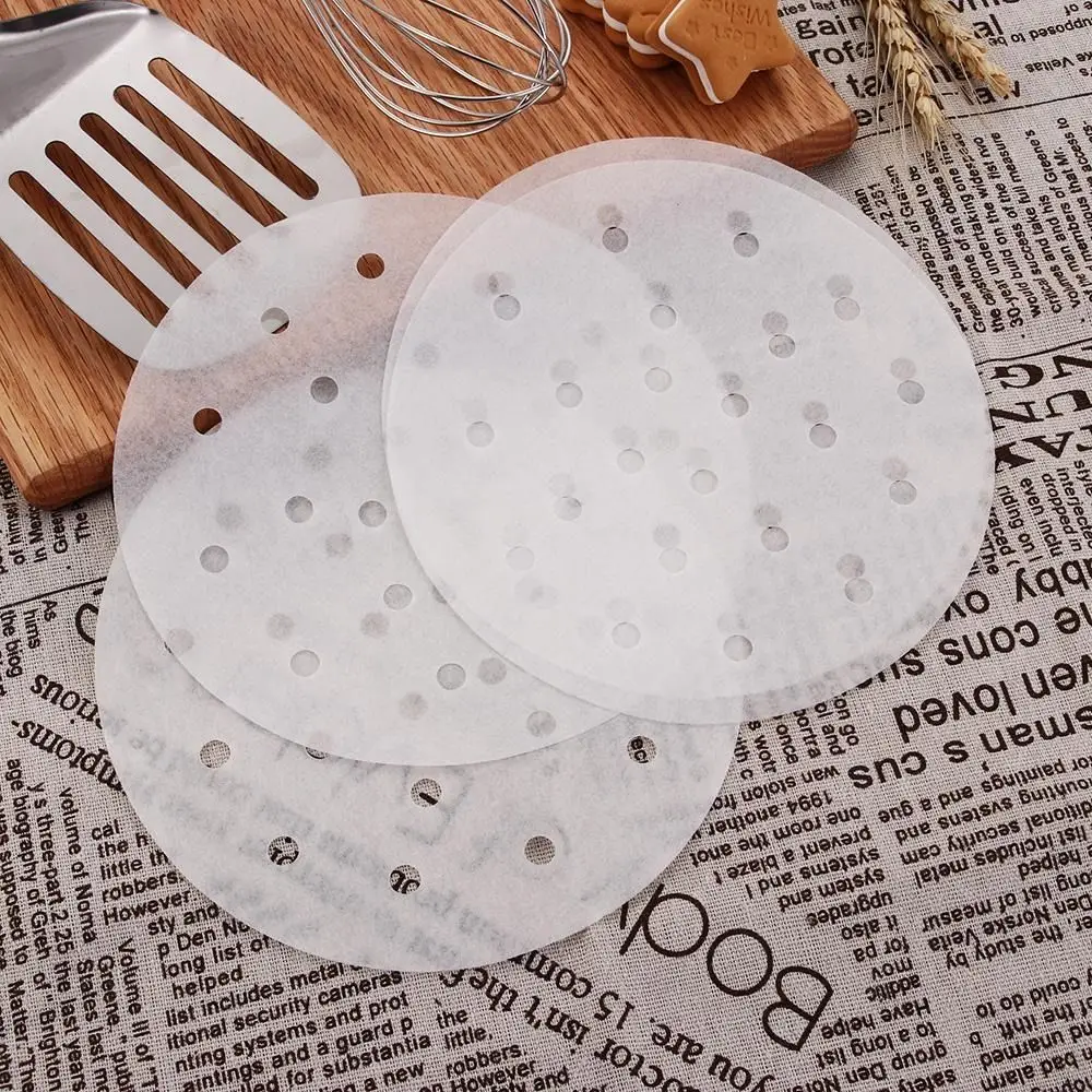50Pcs Durable 4/6/8/10in Bamboo Steamer Papers Cookware Eco-friendly Dim Sum Paper Restaurant Oil Paper Air Fryer Oven