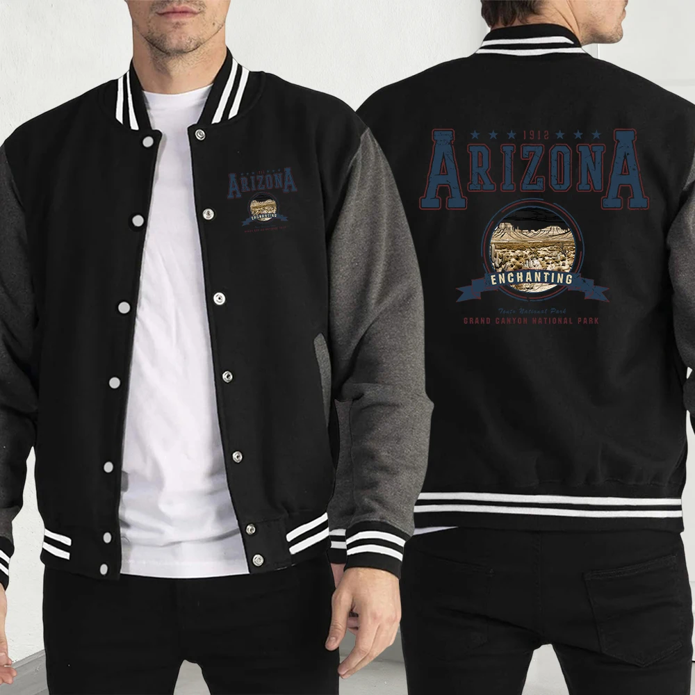 أريزونا ساحر طباعة الخريف الرجال البيسبول جيرسي سترة كبيرة الحجم الإبداع موضة Y2K ملابس رجالية ملابس الصوف غير رسمية