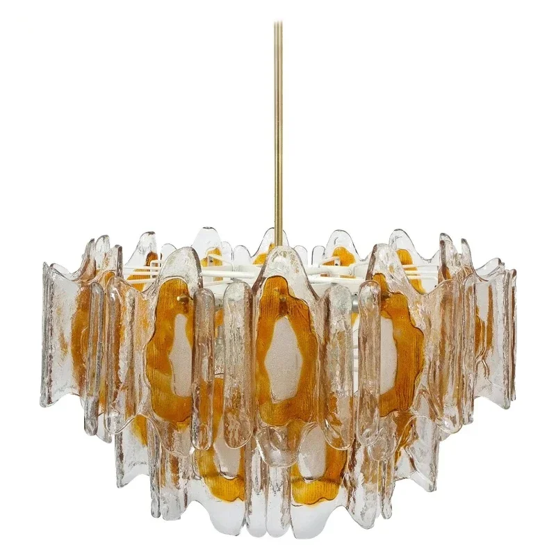 

French, vintage, amber glass chandelier