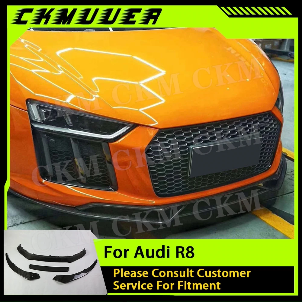 

CKMUUER Car Racing for Audi R8 2016 2017 2018 2019 Carbon Fiber Front Bumper Lip Spoiler Splitters Body Kits