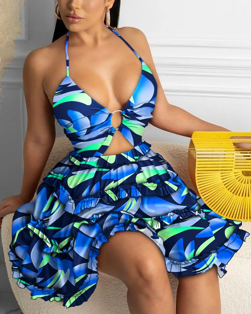 Beach-Ready Floral Print V-Ne Women's Dr Sexy Strapl Gown for Holiday Vaions Suitable for All Seasons