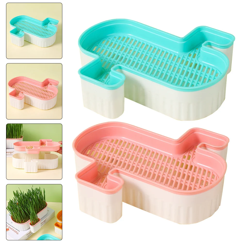 

Catnip Cat Grass Planter Box 2pcs Soilless Indoor Planting Container for Pets Household Cat Plant Pot Nursery Growing Kit