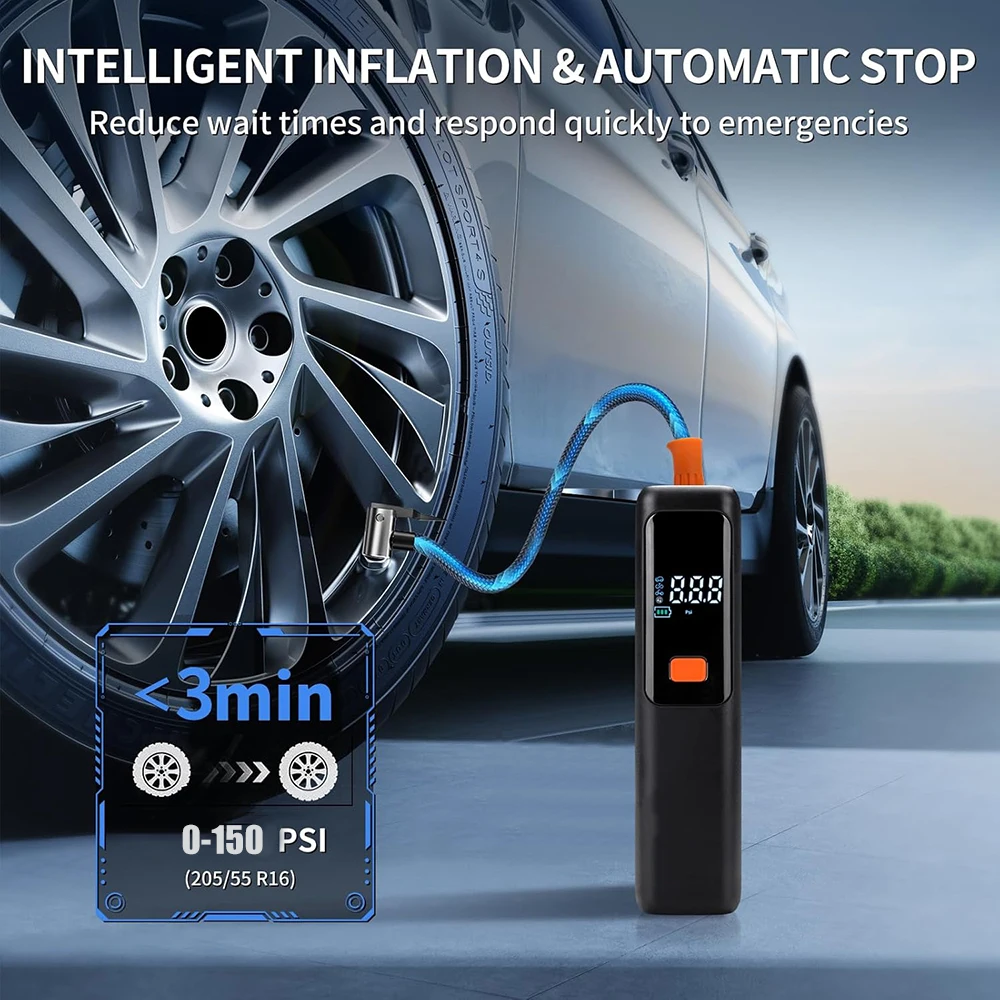 Obrázek 3: Přenosné pneumatika inflator 150psi bezdrátový vzduch čerpadlo mini vzduch kompresor pro motocykl auto bicykl elektrický záruka auto příslušenství