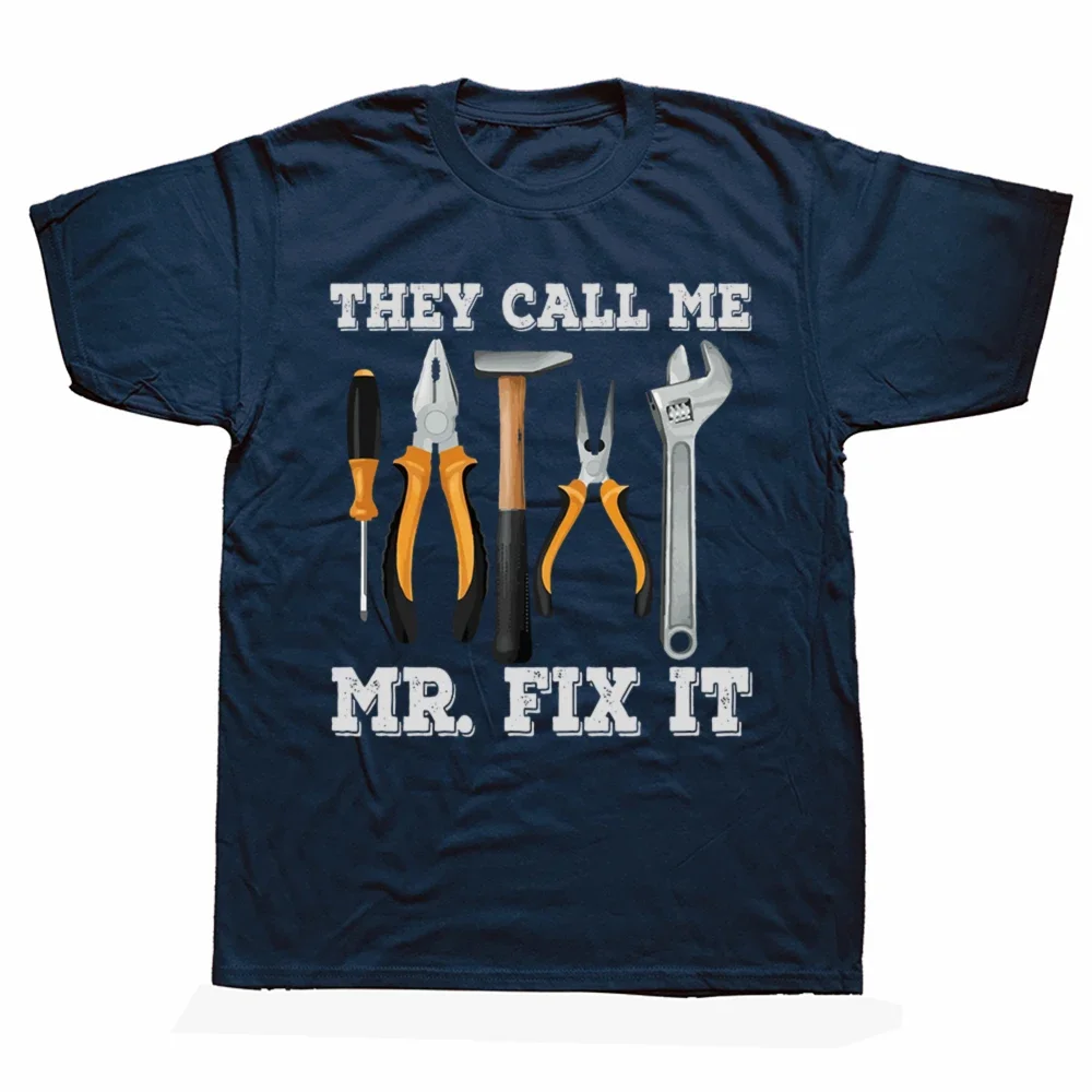 

Mr Fix It Tools Graphic T-Shirt Men's Funny Repairman Short Sleeve Tee Casual Crew Neck
