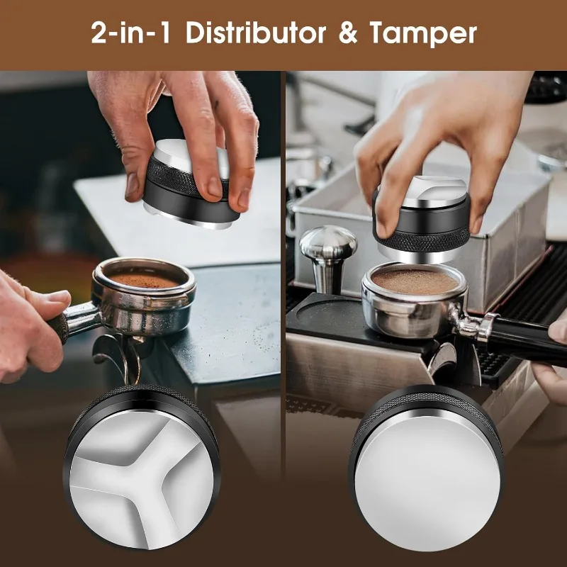 51/53/58mm 5pcs Espresso Set - Leveler & Tamper with WDT Tool & Dosing Funnel, 304 Stainless Steel Barista Kit (119 Characters)