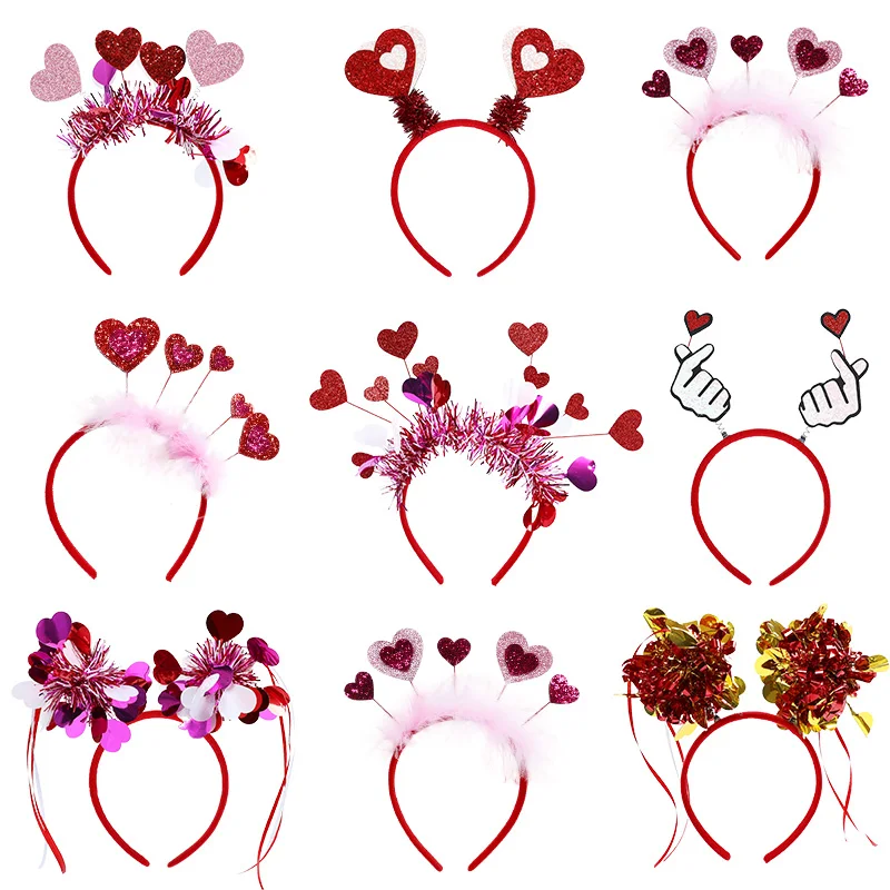 2025 Love Heart Headband Valentine's Day Decoration Favors Wedding Bachelorette Party Supplies Team Bride Gift Hair Accessories