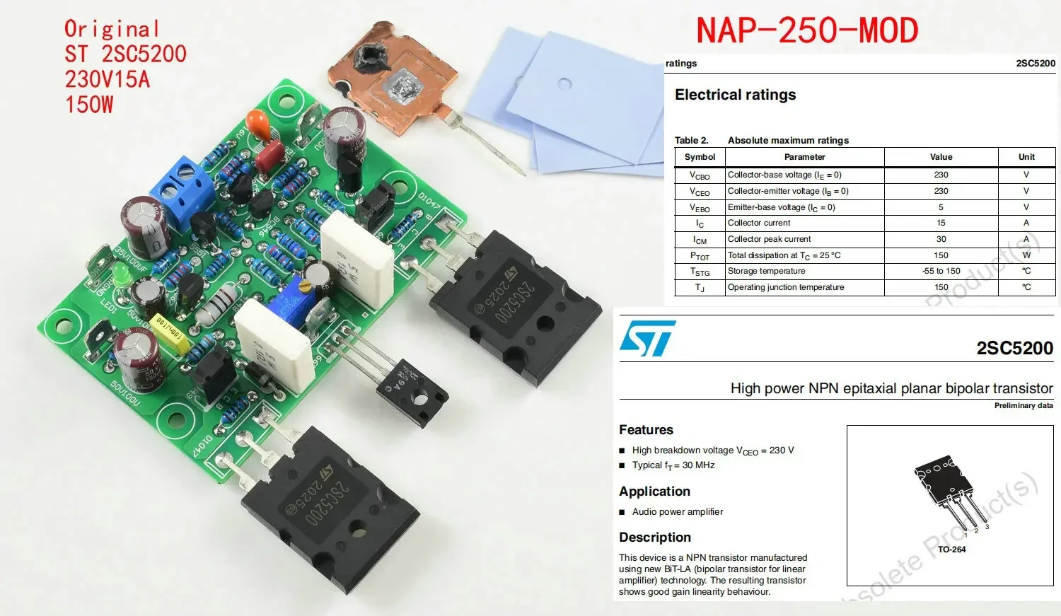 2pcs NAIM NAP250 15V-40V MOD Stereo power Audio HIFI Amplifier Amplificador 80W