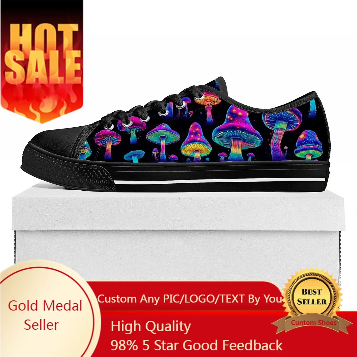 

Psychedelic Mushroom Low Top High Quality Sneakers Mens Womens Teenager Tailor-made Shoe Canvas Sneaker Casual Couple Shoes
