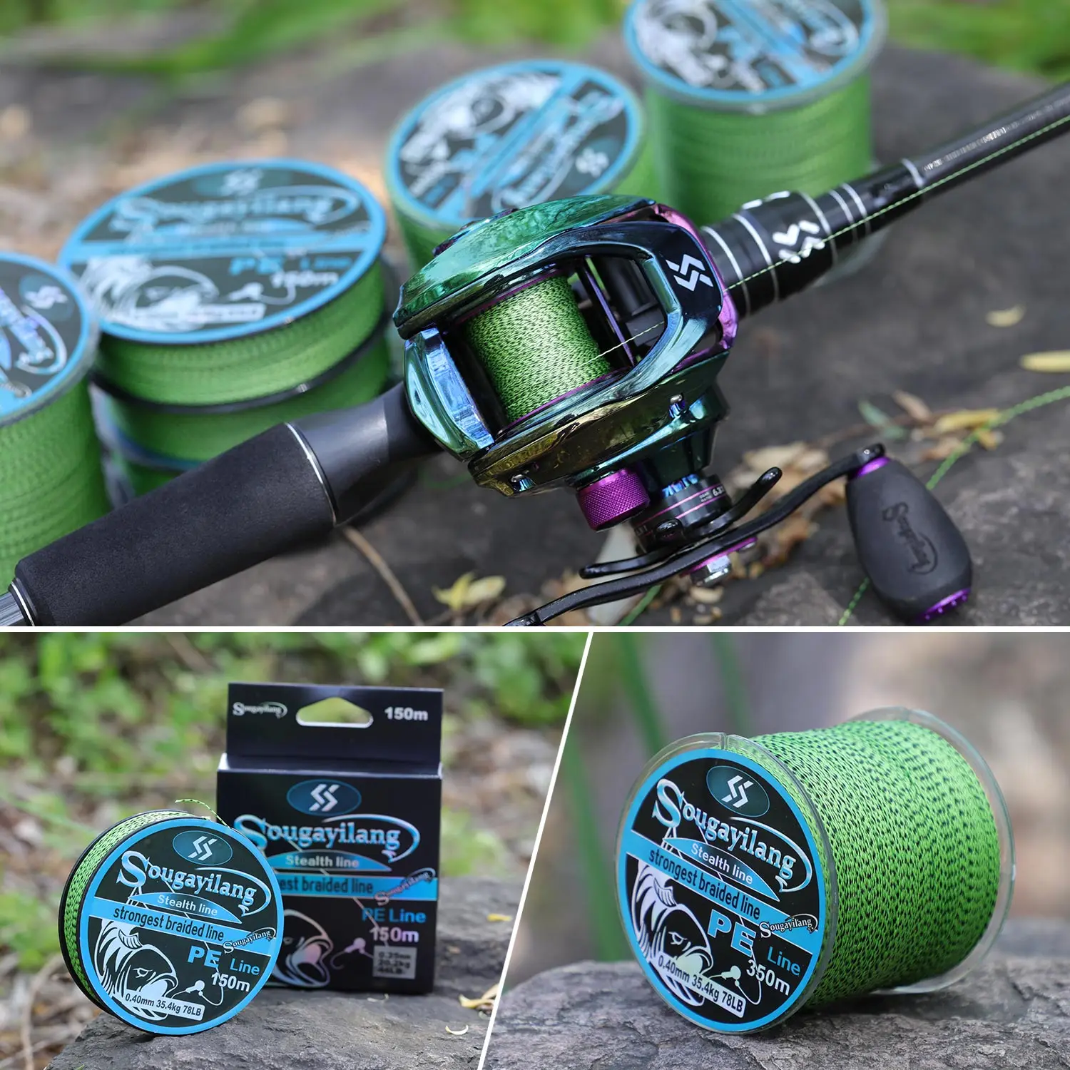 Sougayilang 100M 350m 550m 4 Strands PE Braided Fishing Line 15.5-65.3LB Multifilament Speckle Fishing Line Fishing Tackle