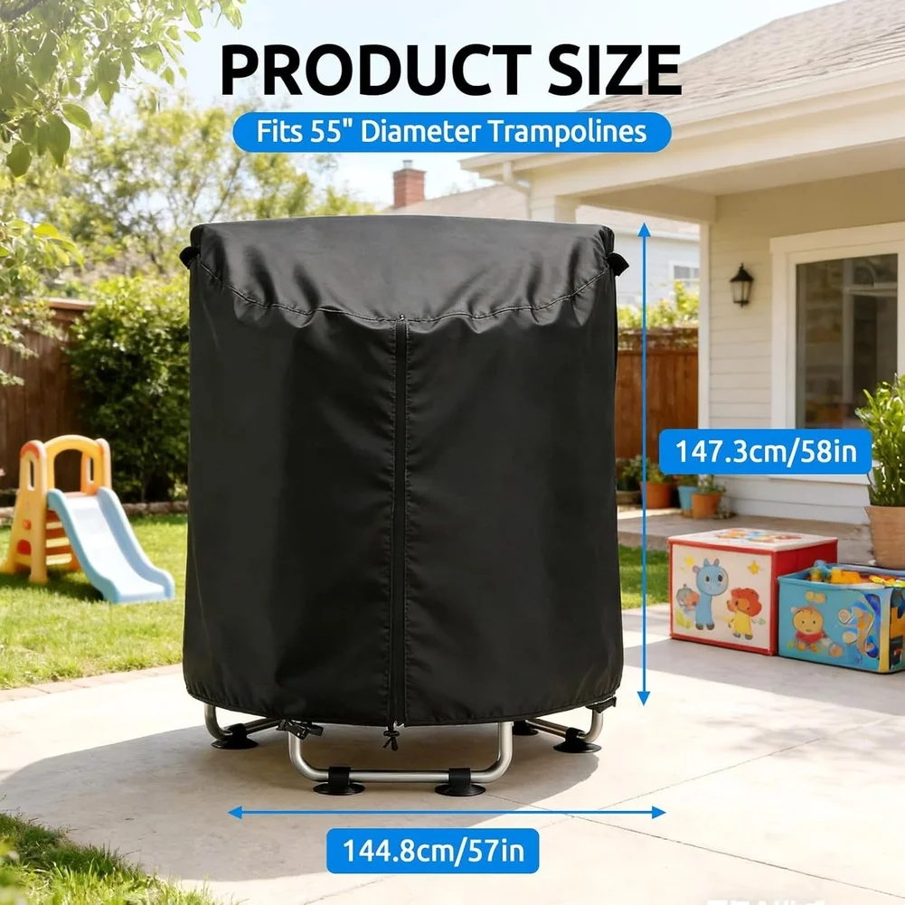 For Outdoor Rebounder Protection 420D Oxford Bounce Cover For Rainy Season Protection Black Convenient Side Handles