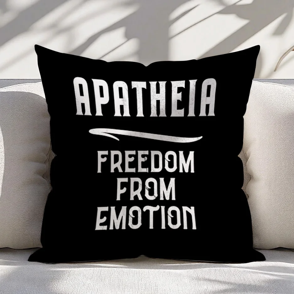 Apatheia Pillow Cover, Stoic Philosophy and Emotional Freedom Quote Cushion Case for Living Room Bedroom Home Decor Gift