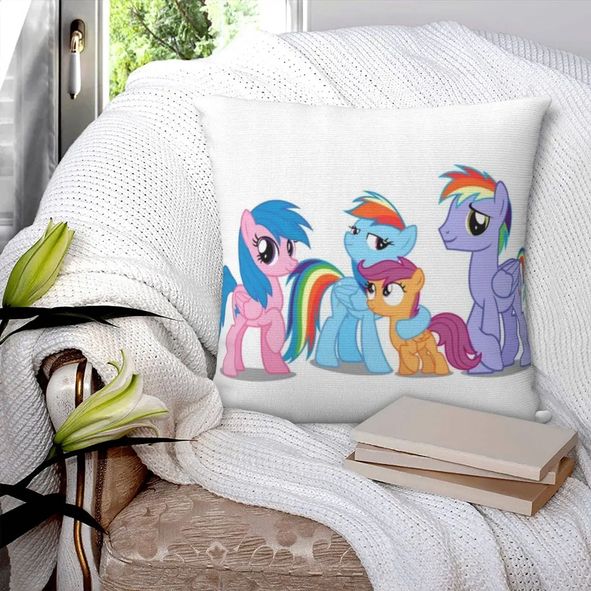 Rainbow Ponys G1 (9) Square Pillowcase Pillow Cover Polyester Cushion Decor Comfort Throw Pillow for Home Living Room