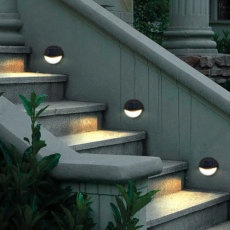 NewLED Solar Powered Step Wall Lamp Outdoor Waterproof Courtyard Garden Staircase Railing Decoration Atmosphere Lighting Fixture