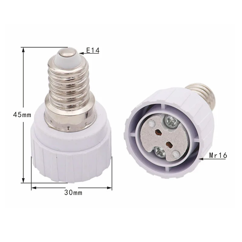 2PCS E14 to MR16 Ceramic Base Led Light Lamp Holder Converter Screw Bulb Socket Adapter LED Saving Light Halogen Lamp Base PBT