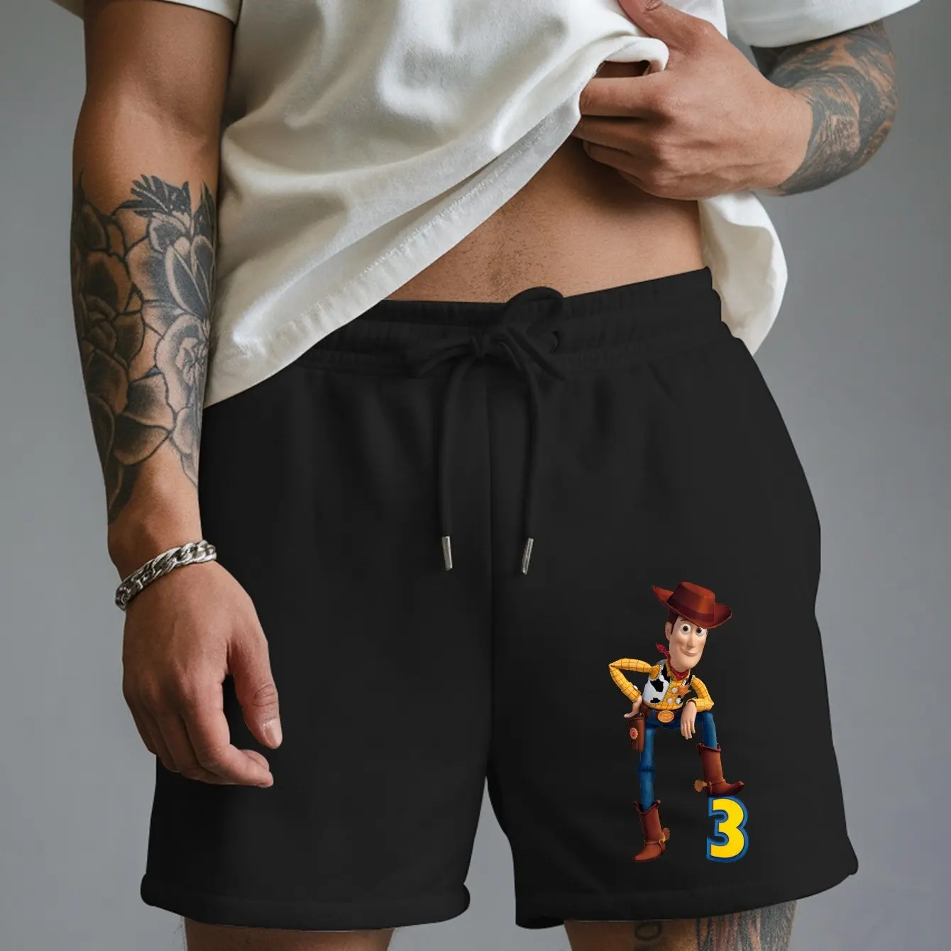 

2025 New Disney Pixar Theme Pattern Summer Casual Sport Shorts Loose Fit Elastic Waistline with Drawstring Breathable Fabric