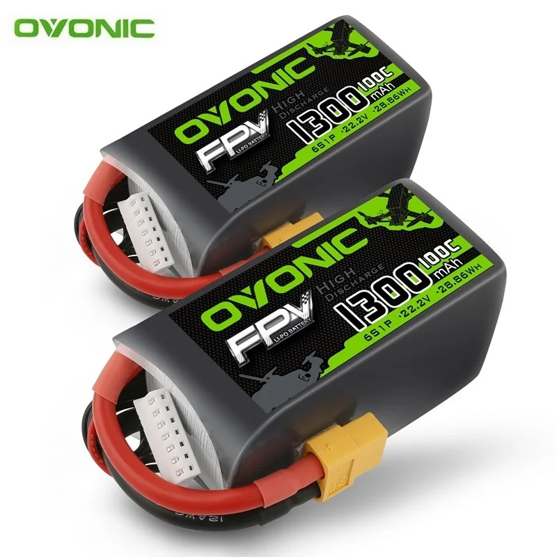 

OVONIC 1300mAh 100C 22.2V Lipo Battery With XT60 Plug For RC Helicopter Quadcopter FPV Racing Drone Parts 6S Battery