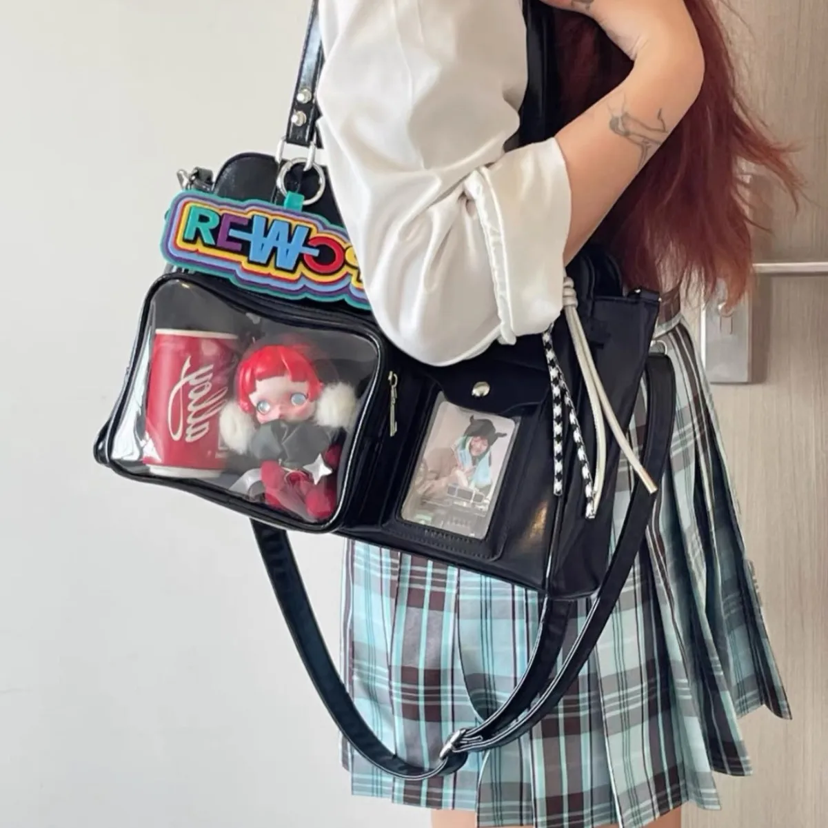 Transparent Window Machine Car Lta Bag Two-dimensional 10cm Baby Bags Bracket One Shoulder Messenger Bags Large Capacity Lta Bag