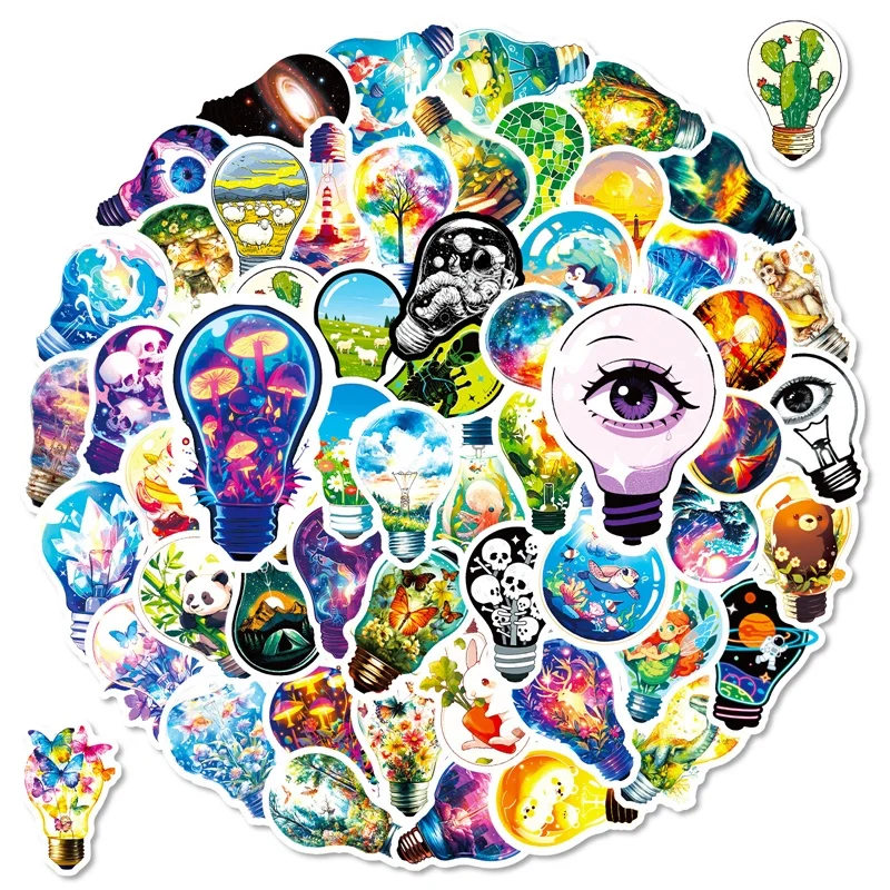 

10/30/56PCS Colored Unique Light Bulb PVC Sticker Aesthetic Decoration Scrapbooking Supplies DIY Hand Accounting for Kids