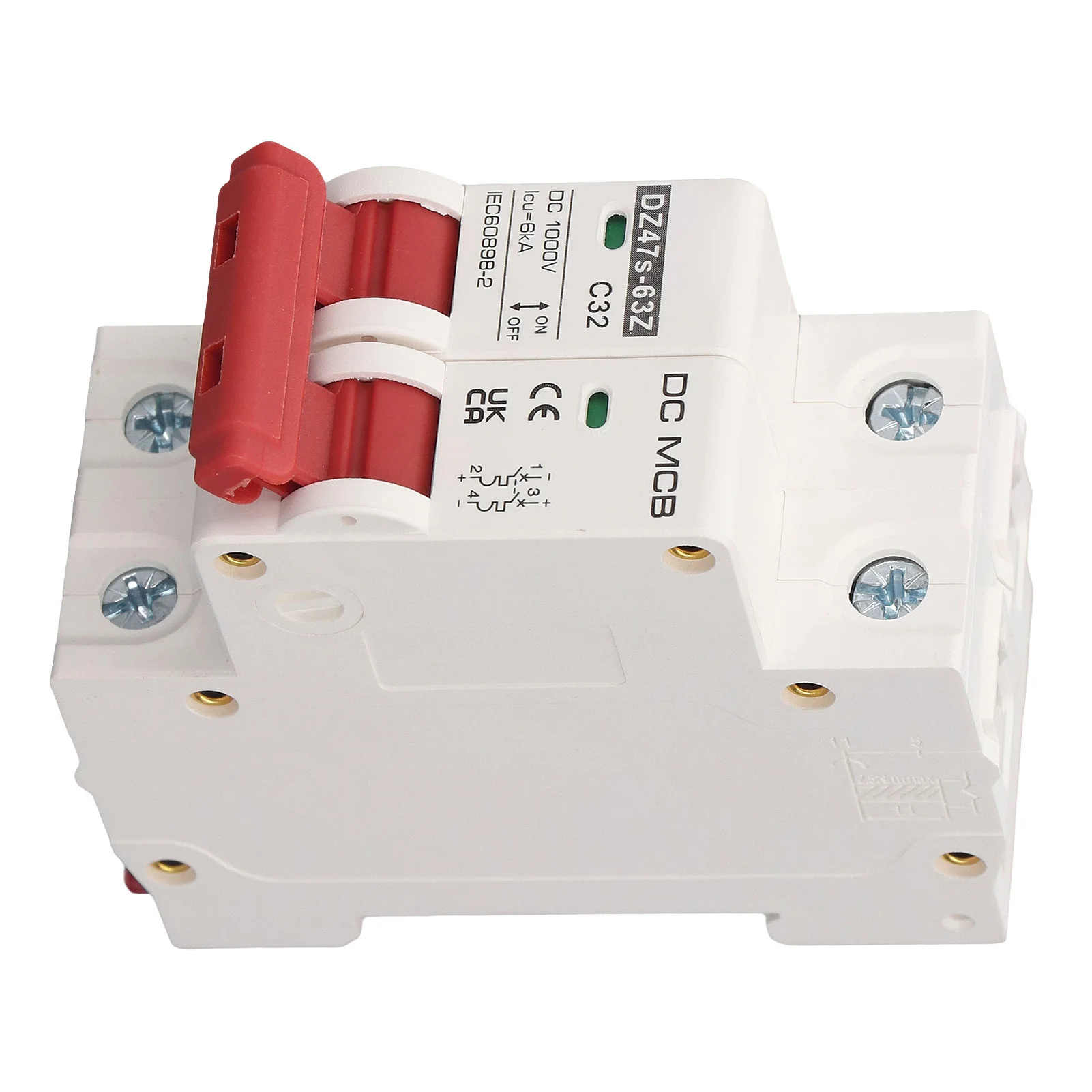 2P Small Circuit Breaker 6000A Breaking Capacity Solar PV System Mini Circuit Breaker DC1000V 32A
