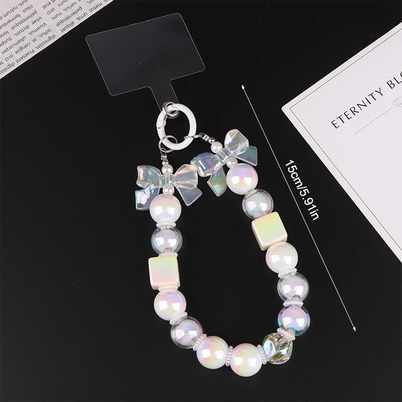 Y2K Temperament Bow Beaded Phone Case Lanyard Ins Style Beads Phone Chain Bracelet Anti Lost Phone Strap Keychain Camera Pendant