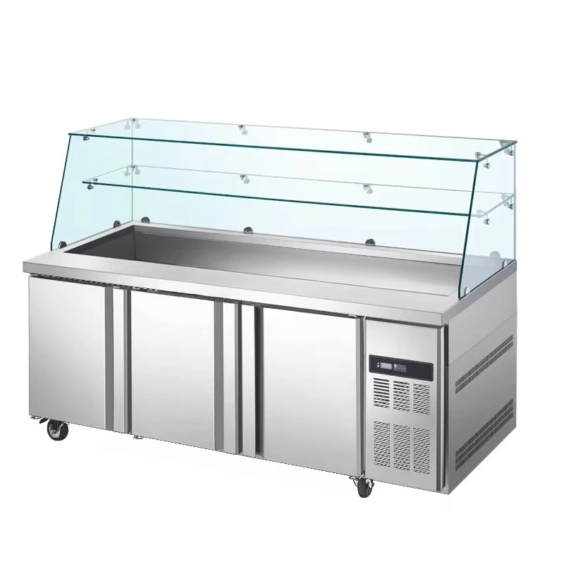 Stainless Steel Commercial Salad Bar Display Freezer with Air Cooling Energy Efficient Refrigeration Unit