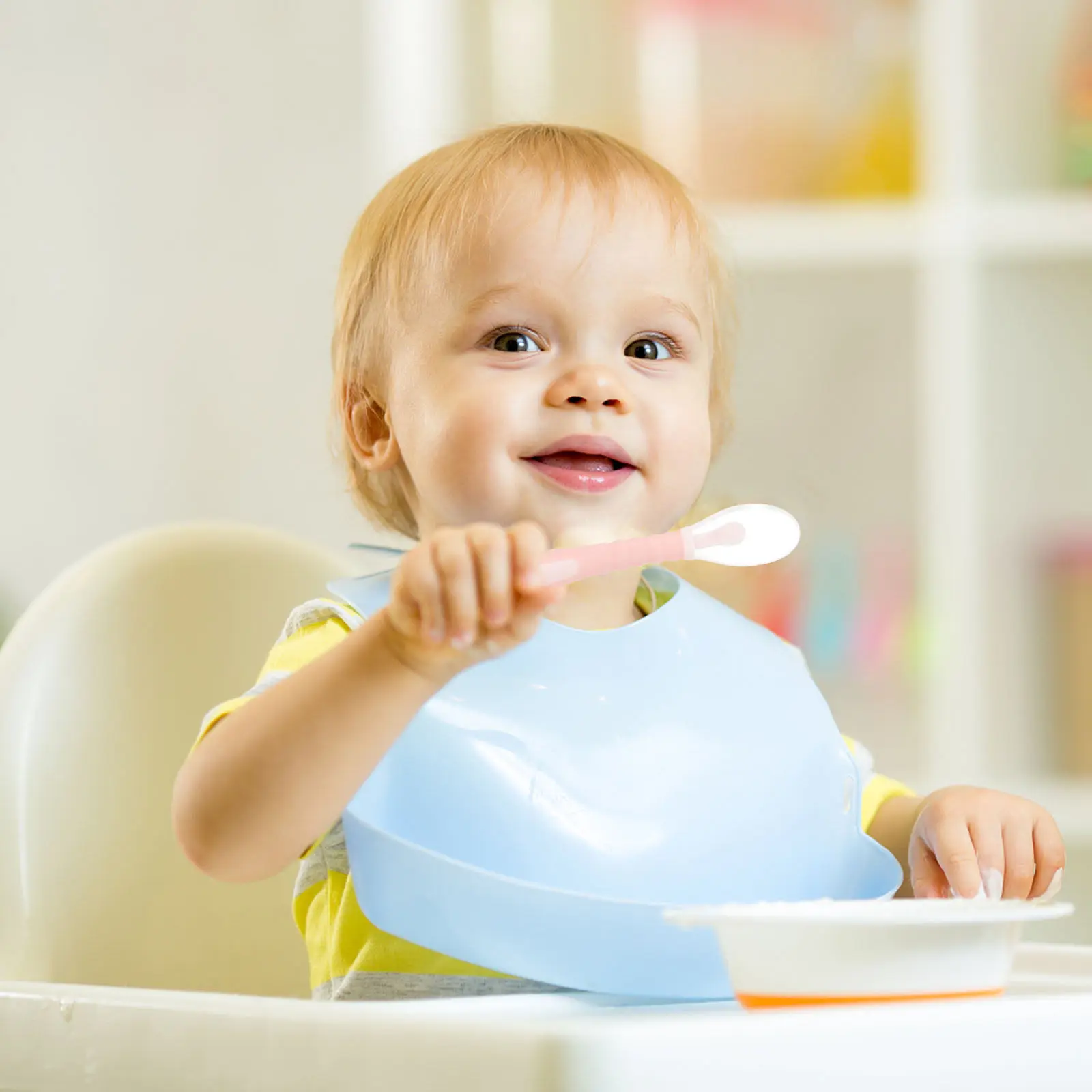 

3Pcs Silicone Infant Feeding Spoon Baby Spoon Non Slip Handle Round Shape Safety Tableware Safety Tableware Baby Flatware