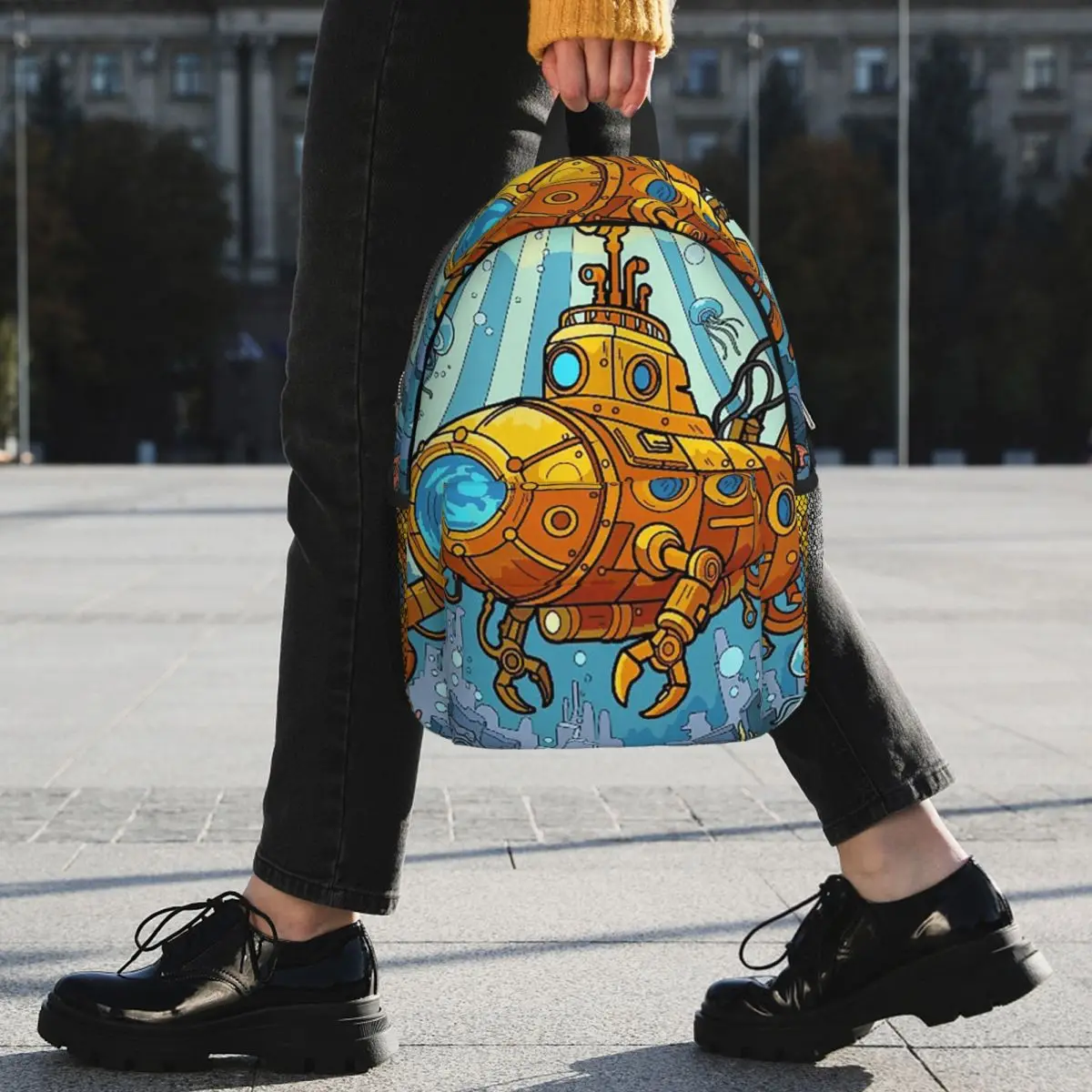 Cartoon Submarine Underwater World Backpack Student BookBag Children School Bag Laptop Shoulder Bags for Boys Girls