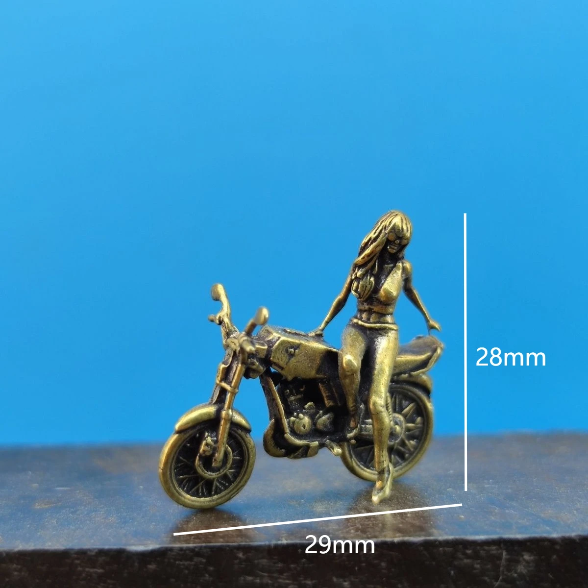 Biker Girl Fashionable Beauty Model Handcrafted Figure Miniature Human Desktop Decoration Craft Gift for Men and Women