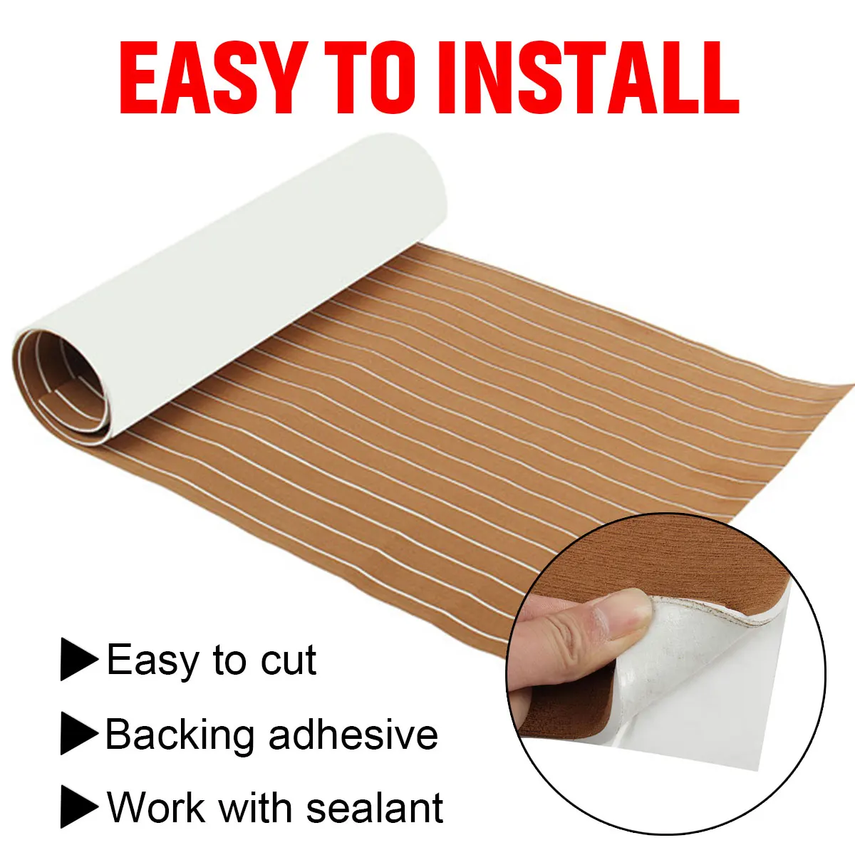 EVA Foam Faux Teak Boat Deck Mat Marine Flooring Self-Adhesive Marine Boat Decking Sheet 2400x900x6mm Yacht Accessories