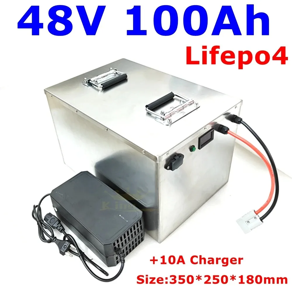 

lifepo4 battery pack 48v 100AH batterie with BMS 5000w for electric tricycle golf cart boat EV RV camper scooter + 10A charger