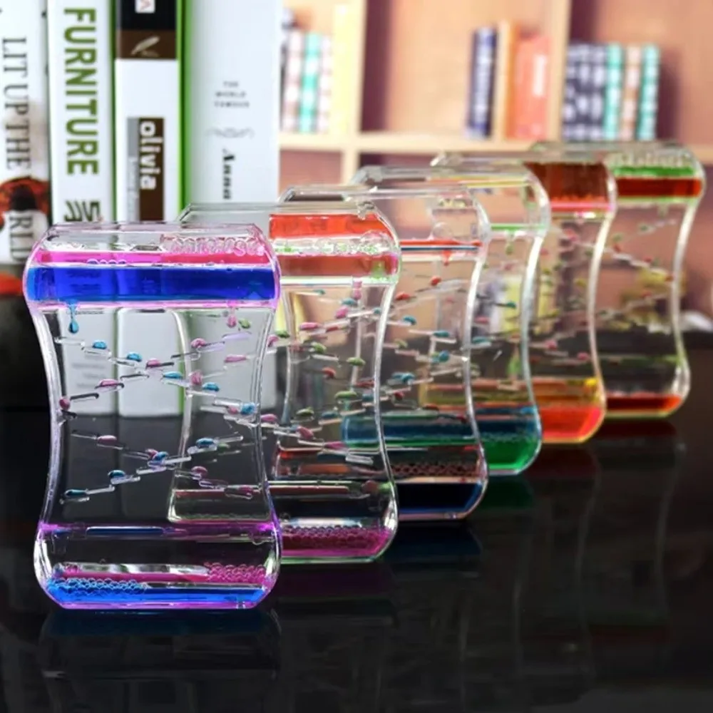 Mixed Color Liquid Motion Bubbler Leakproof Construction Oil Drop Design Hourglass Timer Spiral Timer Movement Desk Decor Timer