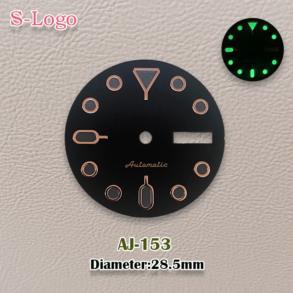 28.5mm S Logo NH36 Dial Green Luminous SKX007 Dial Suitable For NH36 Japanese Automatic Movement Watch Accessories Repair tools