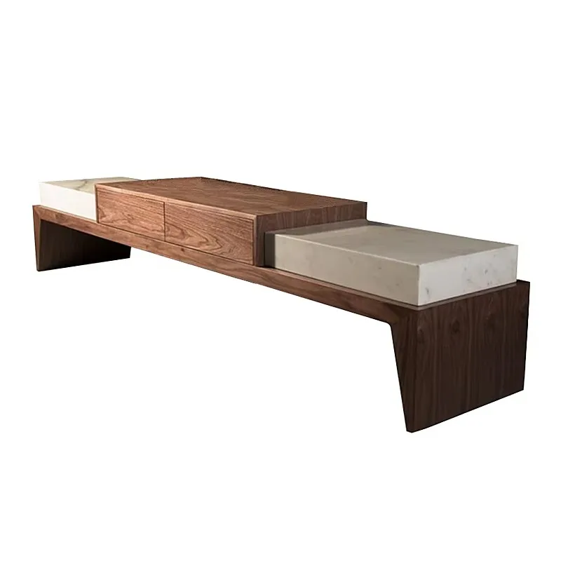 

-Для современной подставки под телевизор с мраморной столешницей, деревянной рамой цвета ореха, минималистичный дизайн, мебель для гостиной и