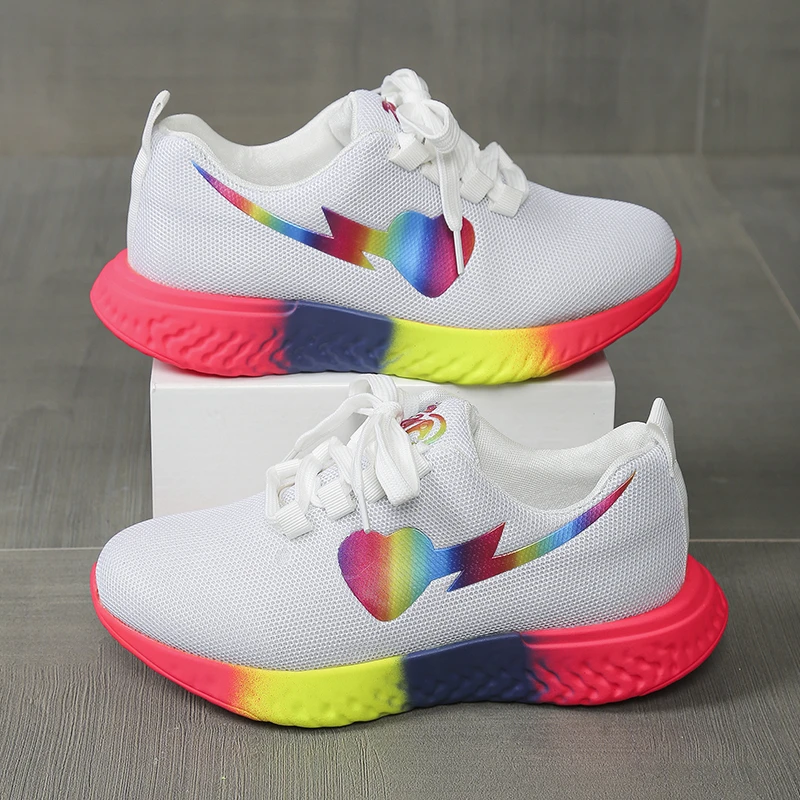 Women Rainbow Sole Light Sneakers Plus Size 43 Breathable Mesh Platform Sports Shoes Woman Non-Slip Lace Up Tennis Trainers 2026 - view 3