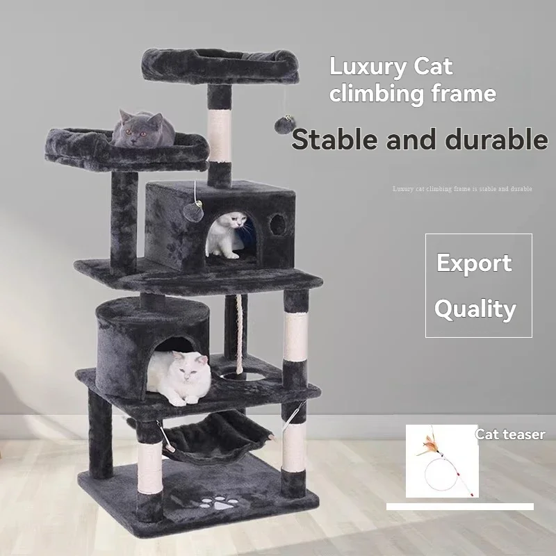 Large pet jumping platform, all-season cat climbing frame, cat tree, integrated deluxe scratching posts