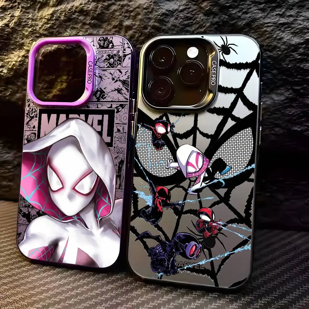 

S-Spider-Man Gwen Phone Case For iPhone 16 15 14 13 12 11 Pro Max Plus – Colorful Gradient Soft TPU Back Cover