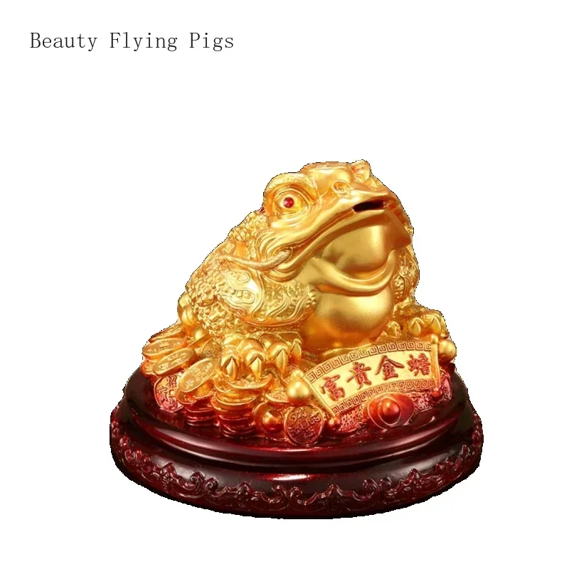 1 Pc Resin Lucky Golden Toad Ornament Decorations of Living Room TV Cabinet Opening and Housewarming Gifts Craft Ornaments