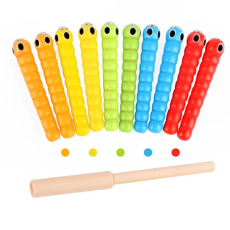 Giocattoli educativi Montessori in legno bacchetta vermi per cattura verme gioco fragola presa bambino giocattoli per bambini in legno accessori