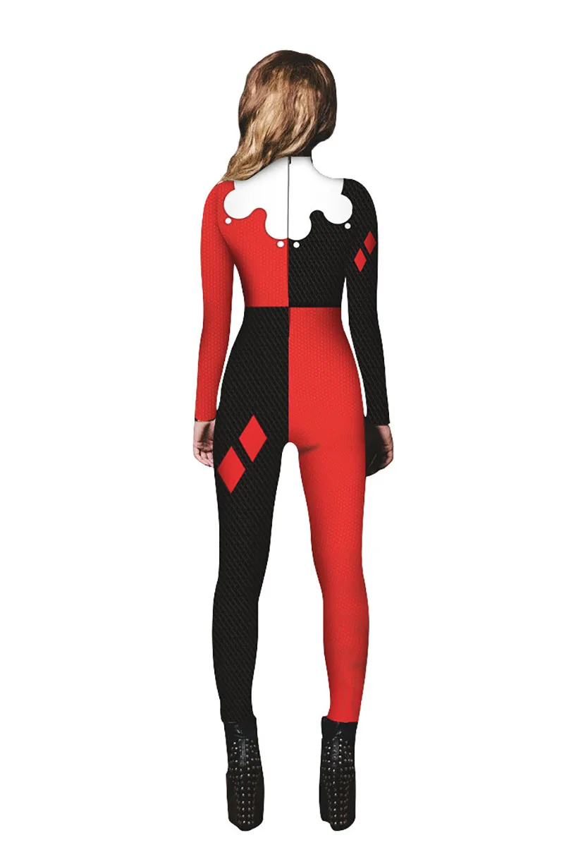 Evil Clown Jumpsuit Funny Costume Catsuit Women Devil Wicked Outfit Halloween Cosplay Horror Sinister Jester Bodysuit For Adult - Image 4