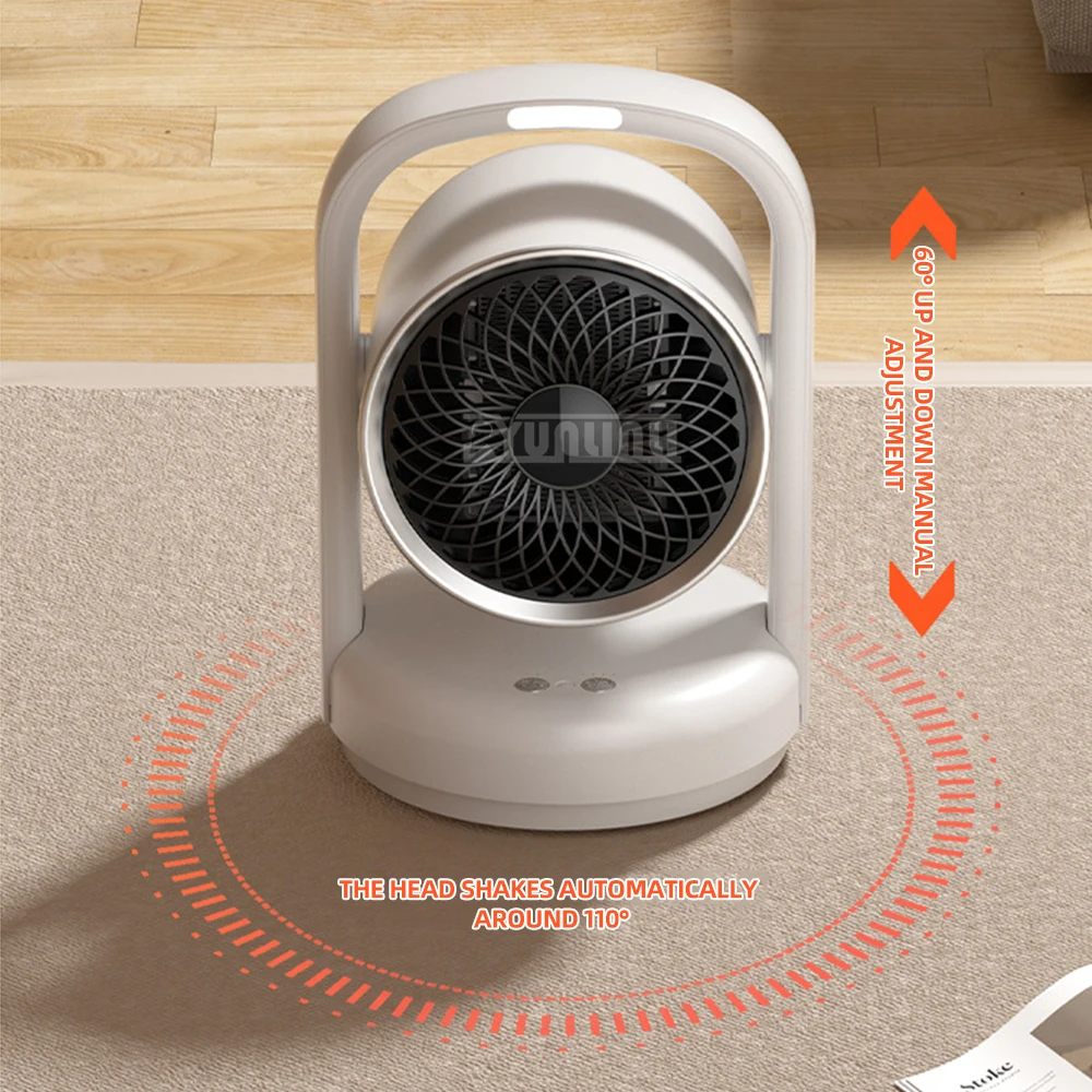 Small Shaking Head Energy-saving Heating Fan Portable Indoor Fast Heating Fan with 2 modes adjustable